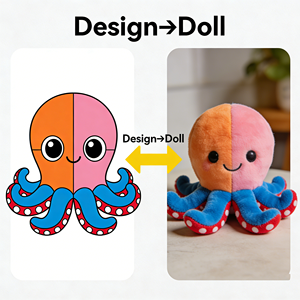 Poupée pieuvre en peluche de coton bicolore personnalisée, directement de l'usine, transformez votre design de <span class=keywords><strong>dessin</strong></span> animé, animal marin en peluche de haute qualité anti-stress - Product Image 1