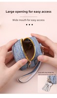 Nouveauté Sac à clés en toile de voyage décontracté Mini porte-monnaie Porte-écouteurs Rangement Porte-clés de couple Sac à dos Pendentif Sac à main en denim