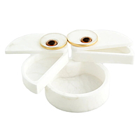 Boîte à bijoux fantaisie moderne en albâtre et cristal naturel avec yeux en cristal – Organisateur de rangement durable pour chambre à coucher, commode ou décoration de table
