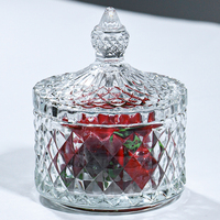 Pot à bonbons en cristal de couleur personnalisée de luxe avec couvercle, pot de rangement en verre décoratif pour la maison, la cuisine, les mariages et les fêtes