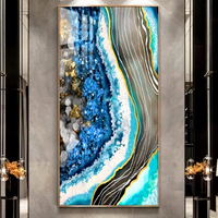 Peinture murale moderne de luxe léger, impression jet d'encre sur panneau de densité métallique, incrustation de diamants, grande peinture murale abstraite pour hall d'entrée