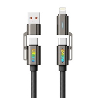 Câble de charge rapide 4-en-1 en alliage de zinc ultra-résistant 240W avec connecteurs USB-A/Type-C et gaine tressée en nylon pour transfert de données