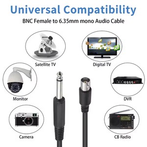 Câble coaxial d'extension <span class=keywords><strong>audio</strong></span> BNC <span class=keywords><strong>femelle</strong></span> vers prise mono TS mâle 6,35 mm (1/4 po) pour système de caméra vidéo CCTV DVR - Product Image 5