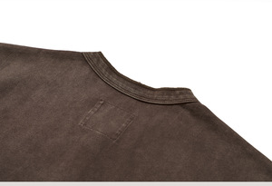 Custom Salt Washed Vintage Heavyweight 280gsm 100% Cotton <strong>Men</strong> <strong>Henley</strong> Short Sleeve Tee Streetwear Blank <strong>T</strong>-<strong>shirt</strong> OEM Wholesale - Product Image 3