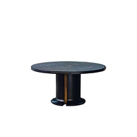 Table de salle à manger de style antique français, design italien de luxe, spirale galaxie, grain de bois noir, pour maison modèle et salon