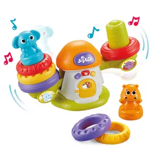 Cartoon Paddenstoel Educatief Muziekspeelgoed Ring Balanceren Baby Speelgoed Baby Muzikaal Stapelspeelgoed Met Licht En Muziek