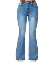 Jeans en denim de coton bleu clair pour femmes, pantalon droit, design décontracté, streetwear pour l'été et l'hiver
