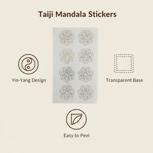 สติกเกอร์ลายแมนดาลาใส ทนทาน ผลิตจาก PVC ลอกออกง่าย ลายดอกไม้หยินหยาง สำหรับตกแต่ง - Product Image 1