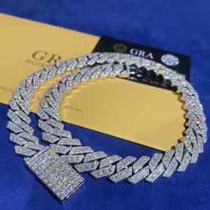 Dây chuyền Cuban Link bạc 925 đính đá Moissanite VVS kiểu Hip Hop Iced Out, bán chạy, vượt qua bài kiểm tra kim cương - Product Image 3