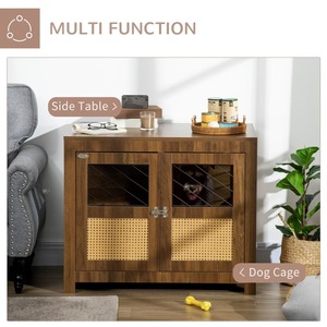 Maßgefertigte Holzmöbel-Stil Haustierkäfig Indoor-Hundekäfig Beistelltisch mit Weichem Kissen Doppeltüren für Kleine und Mittlere Hunde - Product Image 2