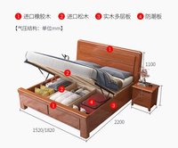 Lit Double Économique au Design Moderne et Vintage, en Bois Massif, avec Sommier Rehaussé et Rangement, Idéal pour Chambre Parentale et Hôtels
