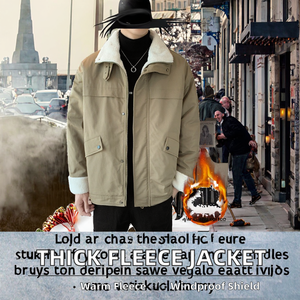 ANSZKTN Unisex Thickened <b>Fleece</b> Winter <b>Jacket</b> Men's Stand Collar Lamb Wool Cotton with Zipper Puff Printing Casual Style - Product Image 2