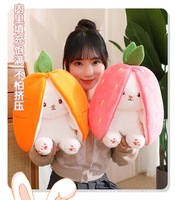 Jouets en peluche créatifs et mignons en polyester et coton PP, en forme de carotte, de fraise, d'orange et de rose, lapins en peluche pour enfants, cadeau de la Saint-Valentin
