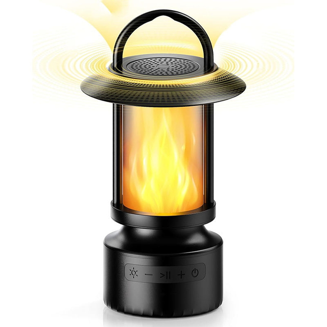 LED Flame Night Light with Speaker Multicolor Changing Flame Effect for TF AUX Playback 5W Loudspeaker Party Camping