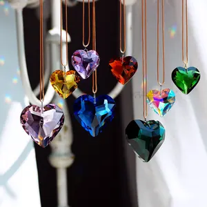 Crystal Heart Prism Suncatcher Hanging Crystals For Window Decoration Ornament Gifts 30mm /45mm GOLDENHAITAI