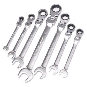 Jeu de clés à cliquet métriques en acier au chrome-vanadium OEM, double embout, finition miroir, poignée droite, pour bricolage - Product Image 1