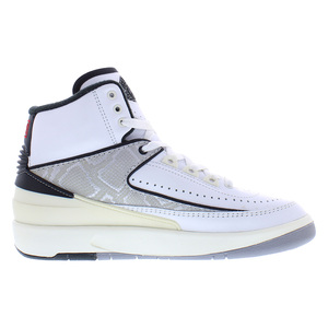 Chaussures Air Jordan 2 Retro en cuir pour garçons, blanc, rouge feu, noir, style basket-ball - Product Image 2