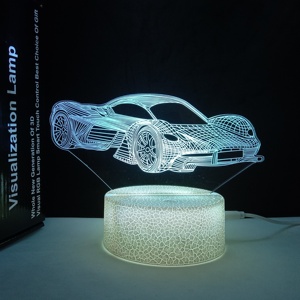 Đèn Led 3D Hình Xe Hơi <span class=keywords><strong>Lightning</strong></span> McQueen, Đèn Ảo Ảnh Sáng Tạo Nhiều Màu, Thiết Kế Xe Đua, Xe Tải, Đèn Led Ảo Ảnh 3D - Product Image 4