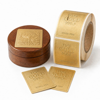 Étiquettes personnalisées en or mat gaufré - Rouleaux d'autocollants à estampage à chaud pour boîtes cadeaux chocolat et emballages de luxe