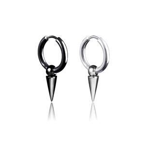 Stainless Steel Spike <b>Earring</b> <b>Clips</b> Unisex Daily Wear Piercing Jewelry 8mm Round Hoop With Cone Stud - Product Image 1