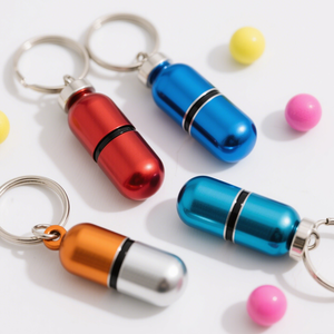 Logo personnalisé boîte de rangement polyvalente pour capsules porte-clés en aluminium scellé boîte à pilules porte-clés en métal pour les huiles de poisson vitaminées - Product Image 2