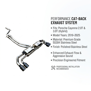 Vortex Acoustic-Tuned SS304 Muffler Assembly Featuring Vacuum Valve Fits Porsche Cayenne Hybrid 3.0T Tuning - Product Image 1