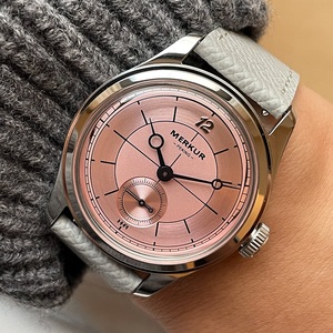 La nouvelle montre décontractée rétro MERKUR Cross Line Sector Dial Salmon pour hommes, série Business, montre à remontage manuel, Relogio - Product Image 3