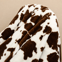Plaid doux en fausse fourrure de lapin imprimé vache marron, style vintage marin, pour canapé et lit, utilisable quatre saisons