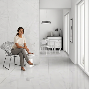Azulejos de Porcelana con Aspecto de Mármol Gris Rio Brillante de 60x120cm, Piso Cerámico de Diseño para Interiores de Lujo - Product Image 6