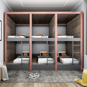 Lit superposé double moderne avec toboggan, lit capsule en bois pour dortoirs d'étudiants, auberges, hôtels, écoles, hôpitaux - Product Image 5