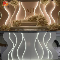 Panel de Luz LED de Fondo con Forma de Ola de Lujo SMS, Panel de Pared con Luz LED Curva Blanca de Neón para Decoración de Escenarios de Bodas y Eventos