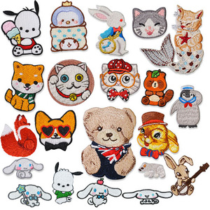 Iron on Exqusit Embroidery Cartoon <b>Cute</b> Animal Dog Cat <b>Bear</b> Penguin Rabbit Patch for Clothes Bag Decoration - Product Image 1