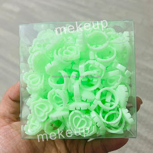 Microblading Tattoo Glue Cup al por mayor Negro Nude White Pink Purple Heart Flower Glue Ring Lash Glue Rings Eyelash Holder - Product Image 5