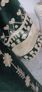 Robe élégante en velours vert à motif animalier imprimé, broderie main, manches longues, épaisse, pour femme, style pull-over, finition soignée - Product Image 3