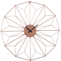 Horloge décorative géométrique murale en fil métallique doré rose, grande taille, style antique, pour la décoration de la maison et des meubles