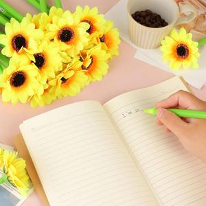 Sunflower-Shaped Artificial Yellow Flowers Ballpoint <b>Pens</b> Black Ink Retractable Creative Valentine's Day for OEM - Product Image 5