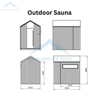 Cabine de sauna extérieure de luxe - Sauna pour 4 à 6 personnes, bois thermo traité CLT, éclairage LED ambiant, espace de bien-être en plein air pour les spas