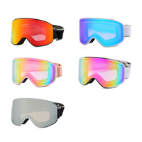 OEM Vente en gros Grandes lunettes de ski UV400 personnalisées unisexes sans cadre bleu/blanc Anti-buée coupe-vent Lunettes de sport pour snowboard