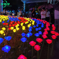 Meilleure vente Décoration extérieure artificielle Rose fleur lampe rue jardin décoration lumières