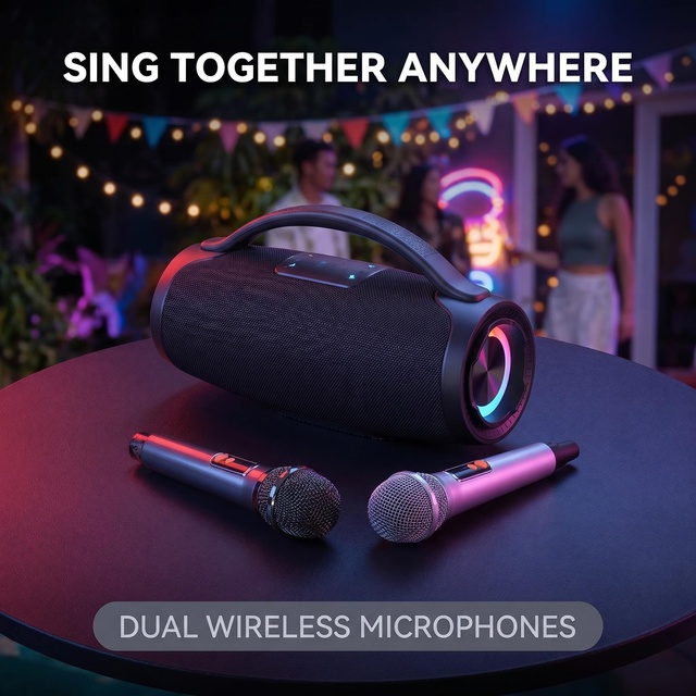 Portable Home Outdoor RGB Light Long Time Playing Wireless Party Karaoke Boombox Speakers With Microphone
