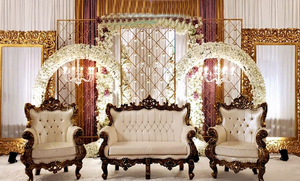 Canapé de mariage moderne pour les mariés, blanc et or, ensemble de canapés design pour mariage indien, acheter un canapé pour couple pour la décoration de mariage aux États-Unis - Product Image 3