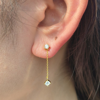 Boucles d'oreilles pendantes en argent sterling 925 avec chaîne à pampilles, zircon cubique blanc de haute qualité, au design unique et tendance