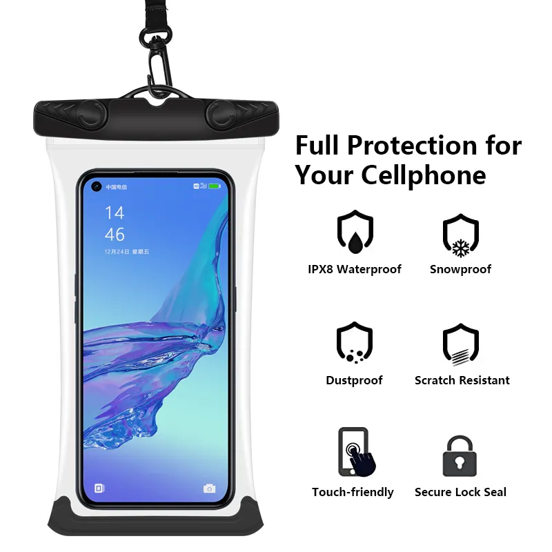 ZONYSUN工場卸売携帯電話ポーチユニバーサル透明IPX8防水携帯電話バッグ