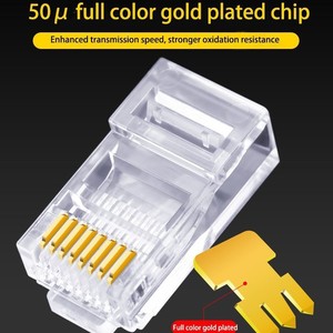 Conector RJ45 Cat6 sin blindaje 8P8C de pasaje para cable de red Ethernet, cabezal de cristal para cable LAN - Product Image 4