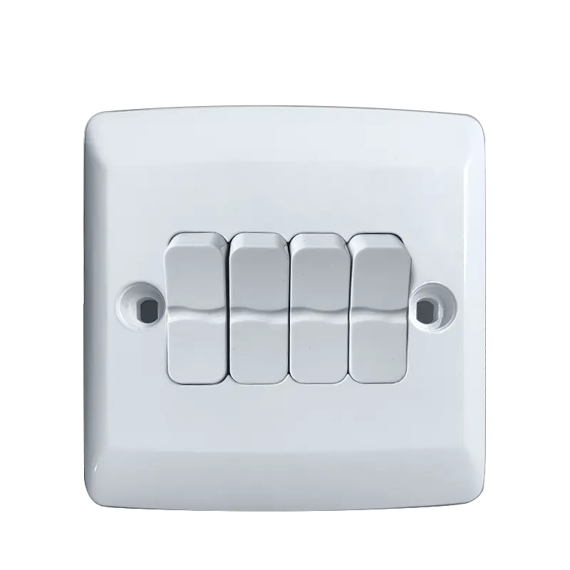 VBQN PC Rippled Switch White Wall Switch 4gang1way UK Standard Light Wall Switch