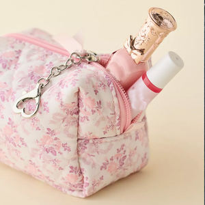 Bolsa de Maquillaje Acolchada con Diseño Floral Rosa, Personalizada, al por Mayor, con Cierre, Ecológica, para Niñas - Product Image 6