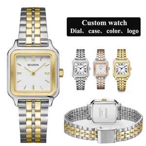 Montre bracelet carrée de luxe pour femme Besseron, mouvement à quartz japonais, logo personnalisé, boîtier en acier inoxydable, analogique, tendance - Product Image 1