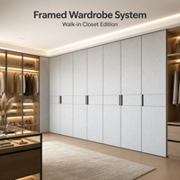 Armoire en cuir PU texturé et microfibre, avec porte en cuir, cadre de lit en cuir stratifié de luxe, armoire à six portes à battants