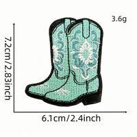 Patchs brodés écologiques de haute qualité, motif cowboy western vert menthe, appliqué thermocollant, broderie personnalisée cœur et fleur