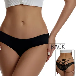 Bragas de encaje floral para mujer Bikini sexy Ropa interior Carta Cinta Cintura Tangas Encaje Cheeky Hipster